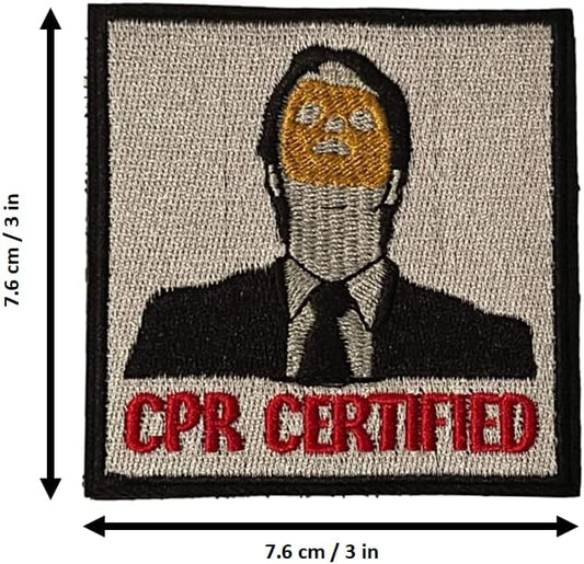 CPR Certified Patch (3 Inch) Embroidered Velcro Badge Funny The Office Dwight Schrute Gift Patches