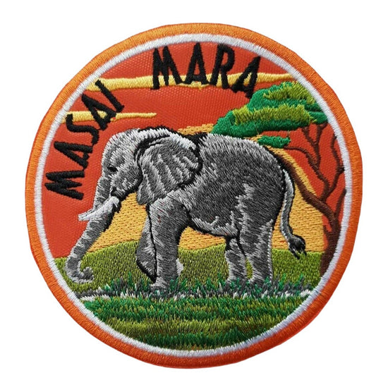 Masai Mara Kenya Patch (3.5 Inch) Iron-on or Sew-on Badge African National Reserve Elephant Safari Souvenir Emblem Crest DIY Gift Patches