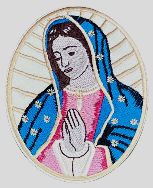 Our Lady of Guadalupe Patch (4 Inch) Iron-on or Sew-on Badge Catholic Church Symbol Christian Emblem St Juan Diego, Pilgrimage Gift Patches