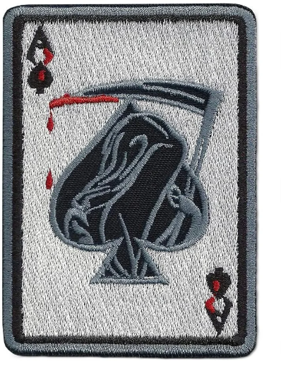 Death Card Patch (3.5 Inch) Iron or Sew-on Badge Ace of Spades Grim Reaper Patches