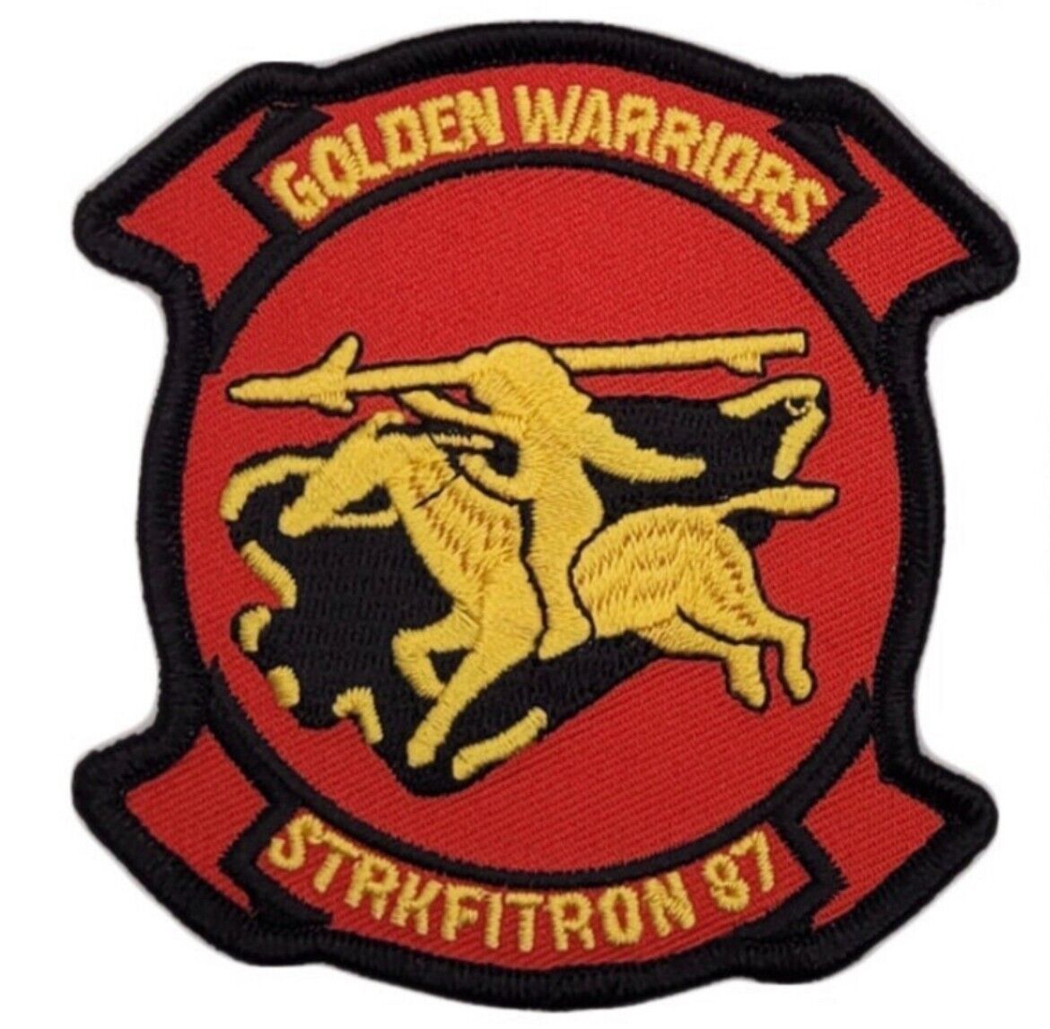 Top Gun Rooster Patch Set (3.5 Inch) Velcro Badges Golden Warriors US Navy Fighters Weapon School Flight Suit Costume Patches