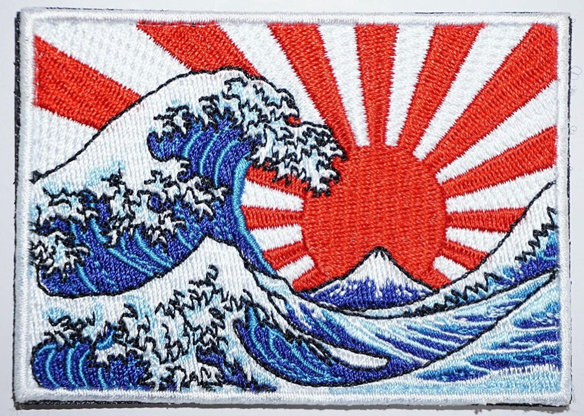 The Great Wave off Kanagawa Japan Patch (3.5 Inch) Hook and Loop Velcro Badge Travel Backpack Fuji Tokyo Japanese Art Inspired Emblem Gift Patches