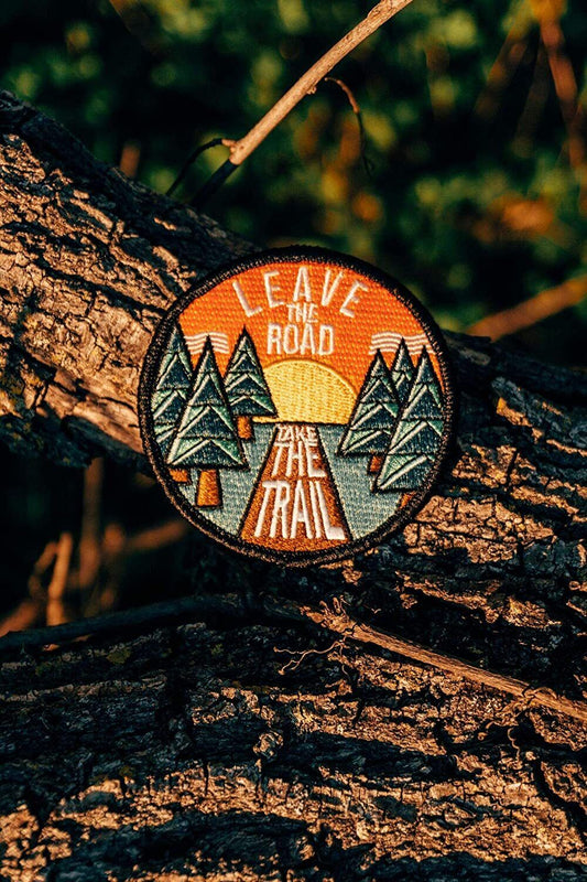 Leave the Road Take Trail Patch (3 Inch) Iron or Sew-on Badge Hiking Backpack Camino Trek Trails Adventure Patches