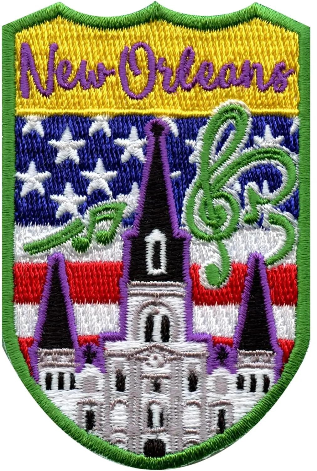 New Orleans Shield Patch (3 Inch) Iron-on Badge Travel USA Souvenir Emblem Perfect for Backpacks, Jackets, Hats, Bags, Crafts, Gift Patches