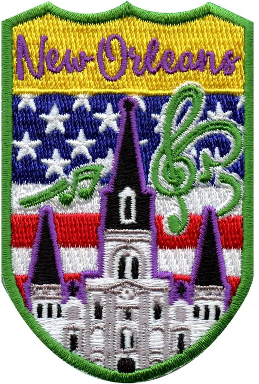 New Orleans Shield Patch (3 Inch) Iron-on Badge Travel USA Souvenir Emblem Perfect for Backpacks, Jackets, Hats, Bags, Crafts, Gift Patches