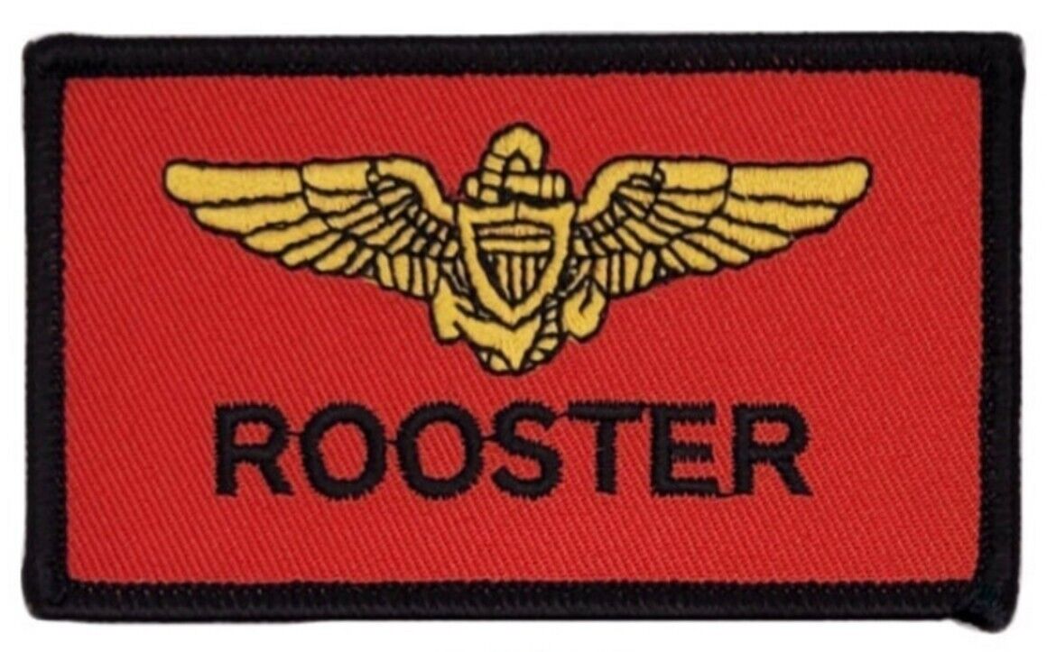 Top Gun Rooster Patch Set (3.5 Inch) Velcro Badges Golden Warriors US Navy Fighters Weapon School Flight Suit Costume Patches