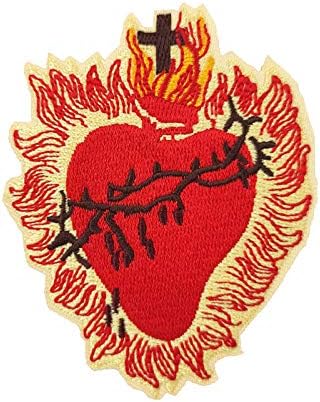 Sacred Heart of Jesus Patch (3.25 Inch) Iron or Sew-on Badge Catholic Church Symbol Christian DIY Patches