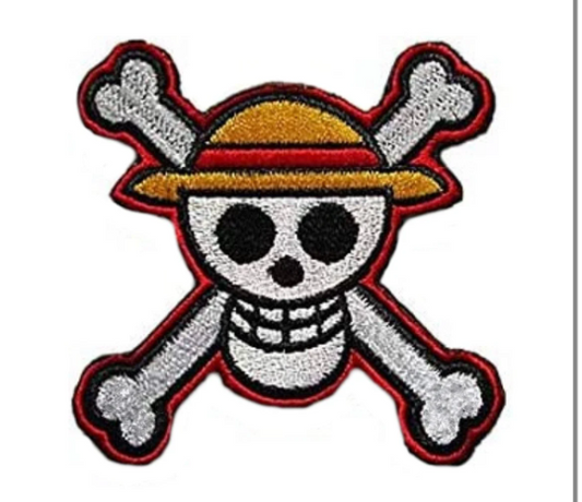 One Piece Straw Hat Pirates Skull Bones Flag Patch (3 Inch) Velcro Hook and Loop Badge Luffy DIY Costume