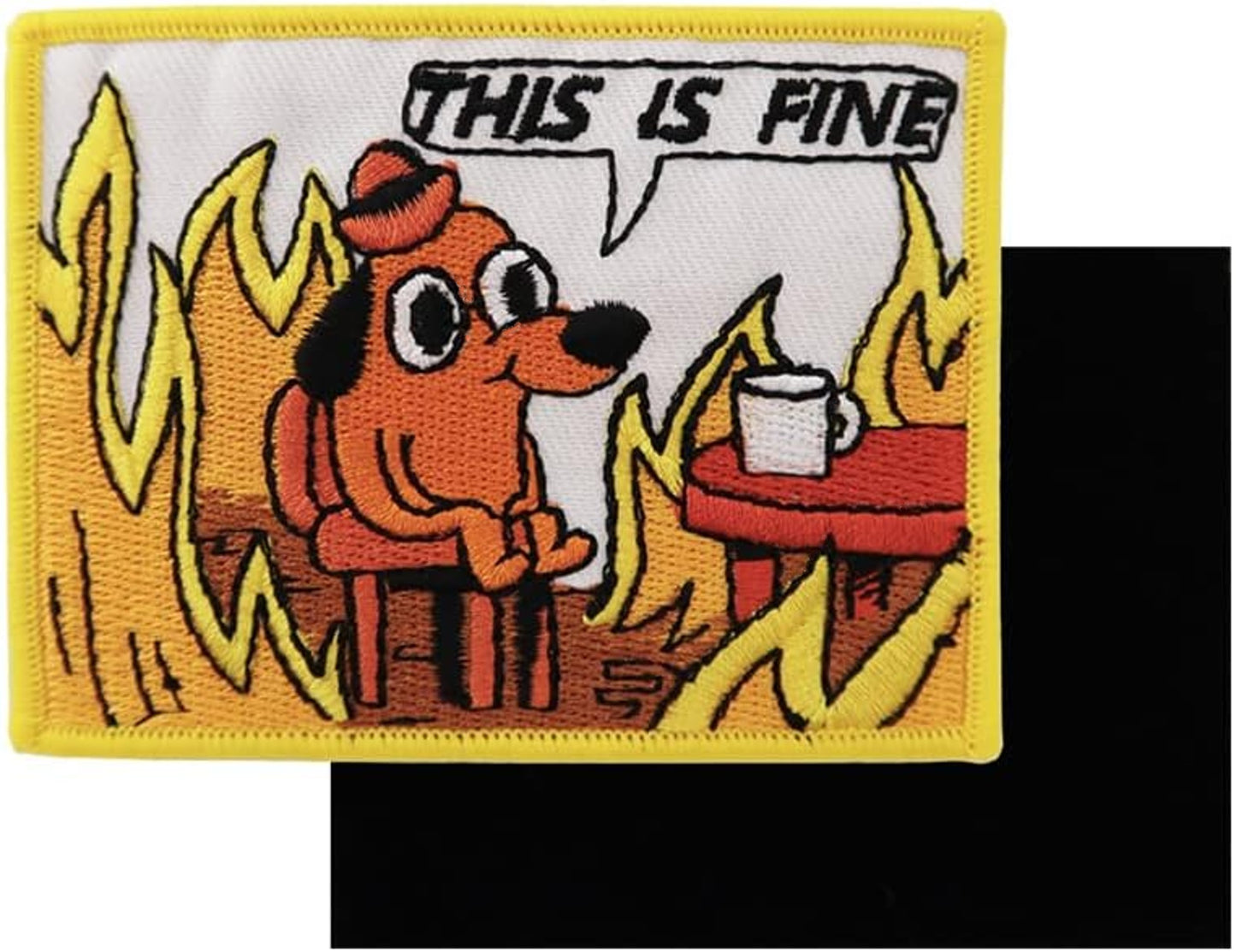 This is Fine Patch (3.5 Inch) Iron/Sew-on Badge Funny Dog Meme Emblem Gift Patches