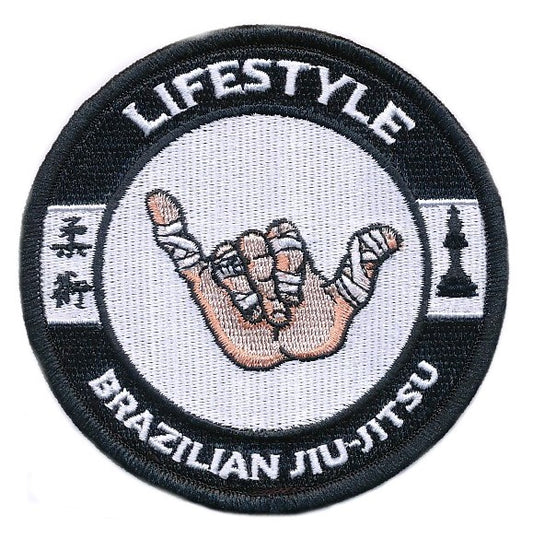 Brazilian Jiu Jitsu Lifestyle Patch (3.5 Inch) Shaka Hand Iron-on Badge BJJ