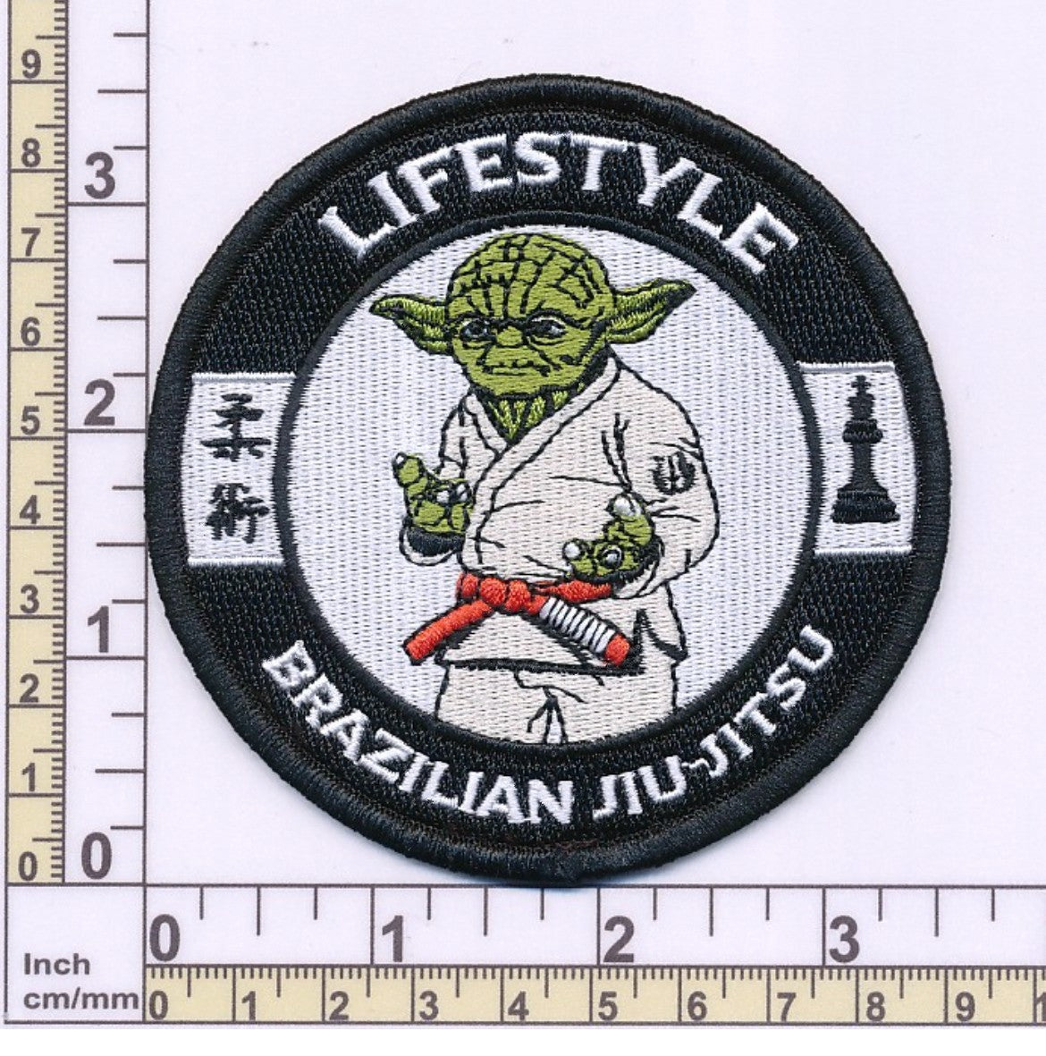 Brazilian Jiu Jitsu Lifestyle Patch (3.5 Inch) Master Yoda Coral Belt Iron-on Badge BJJ