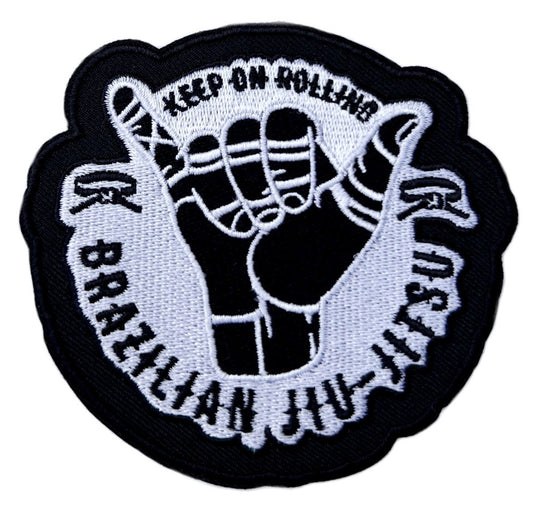 Keep On Rolling Brazilian Jiu Jitsu Patch (3.5 Inch) Grappling Iron/Sew-on Badge Shaka Hand BJJ Kimono GI