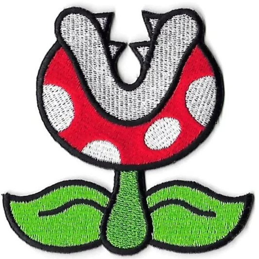 Fire Piranha Plant Patch (3 Inch) Fly Trap Super Mario Brothers Iron or Sew-on Badges Cartoon DIY Costume Patches