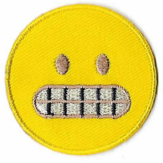 Grimacing Face with Teeth Emoji Patch (2 Inch) Iron-on Badge