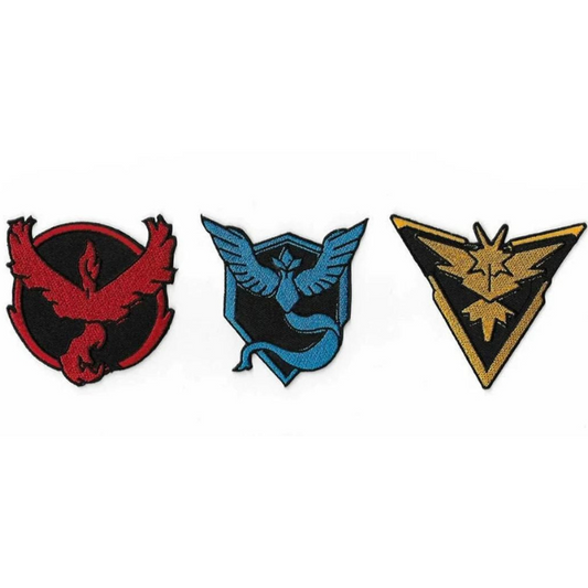 Pokémon Patch Set (3 Inch) Iron-on Badges Team Valor, Mystic, Instinct Patches