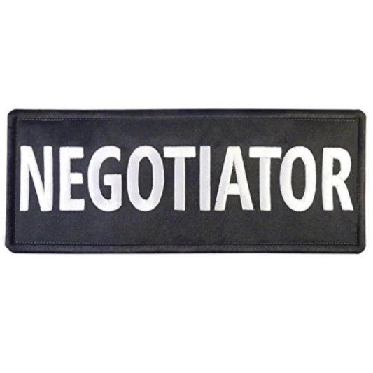 XL Negotiator Patch (10 Inch) Black Velcro Badge