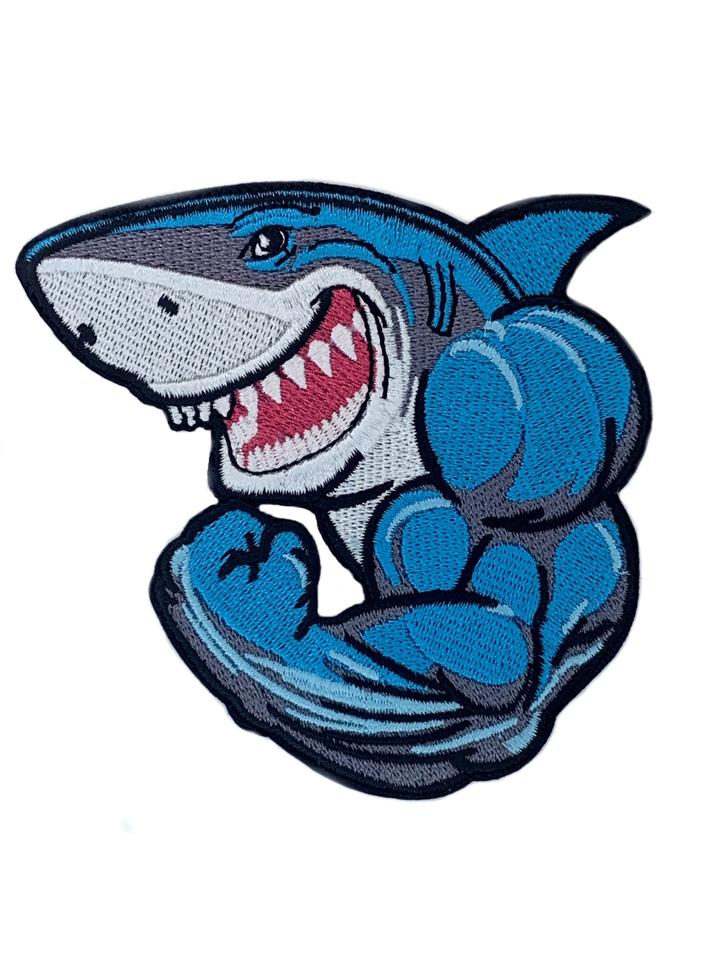 Muscle Shark Patch (3.5 Inch) Iron/Sew-on Badge Gym Martial Arts, Self Defence, Karate, Jiu Jitsu, Judo, MMA, BJJ Mat Shark Active