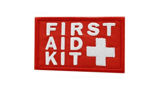 Red First Aid Kit Patch (3.5 Inch) Velcro Badge (Hook & Loop)