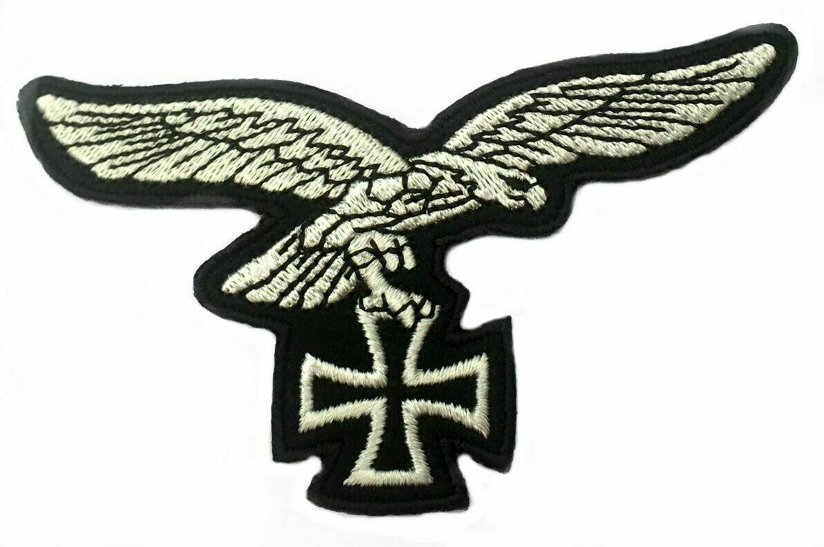 WW2 GERMAN MILITARY PATCH (4 Inch) WEHRMACHT LUFTWAFFE CROSS IRON-ON BADGE