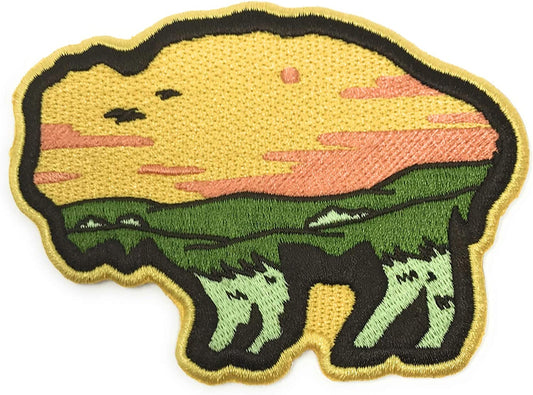 Buffalo Great Plains Prairie Patch (4 Inch) Embroidered Iron/Sew-on Badge