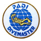 PADI Divemaster Patch (4 Inch) Iron-on Badge Scuba Diving Dive Master Diver Patches