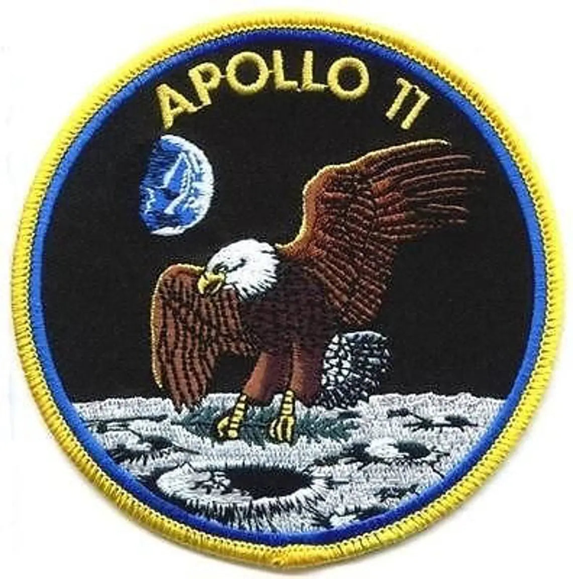 NASA Apollo 11 Patch (3.5 Inch) Embroidered (Hook + Loop) Velcro Badge Eagle Astronaut Space Suit Souvenir Costume Moon Landing Emblem Crest