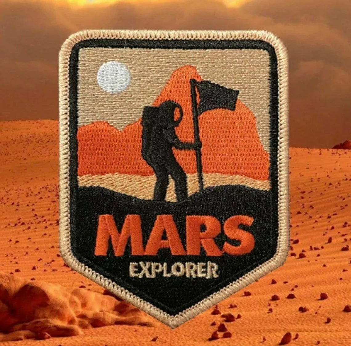 Mars Explorer Patch (3.5 Inch) Embroidered Iron on Badge NASA Space Craft Occupy Mars Elon Musk Red Planet