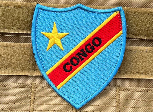 Congo Flag Patch (3 Inch) Velcro Badge (Hook + Loop)