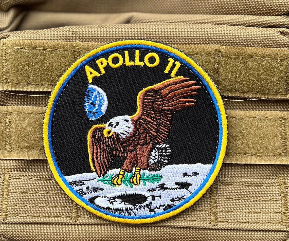 NASA Apollo 11 Patch (3.5 Inch) Embroidered (Hook + Loop) Velcro Badge Eagle Astronaut Space Suit Souvenir Costume Moon Landing Emblem Crest